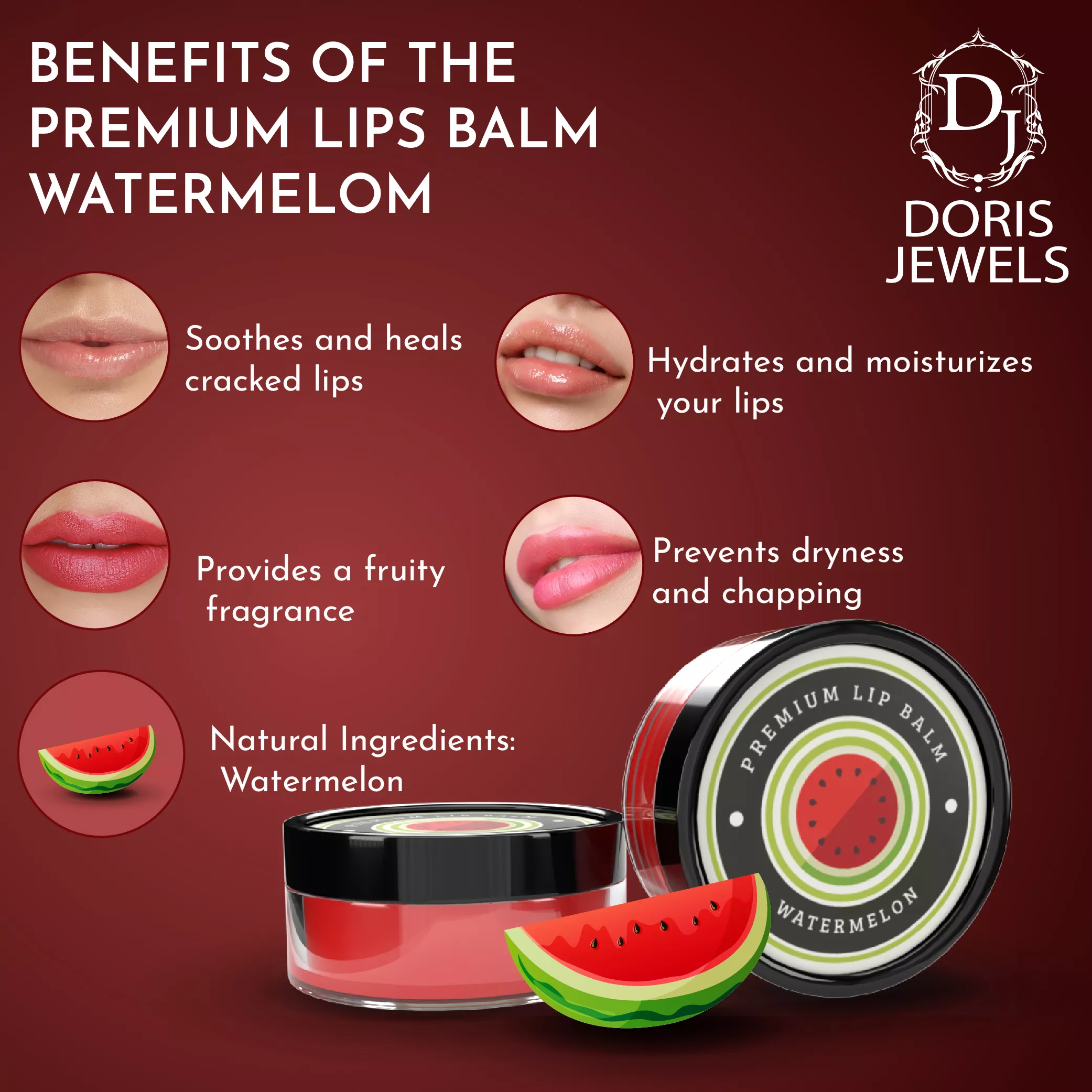 RBV B2B Watermelon Lip Balm (8g)-24 Pcs.